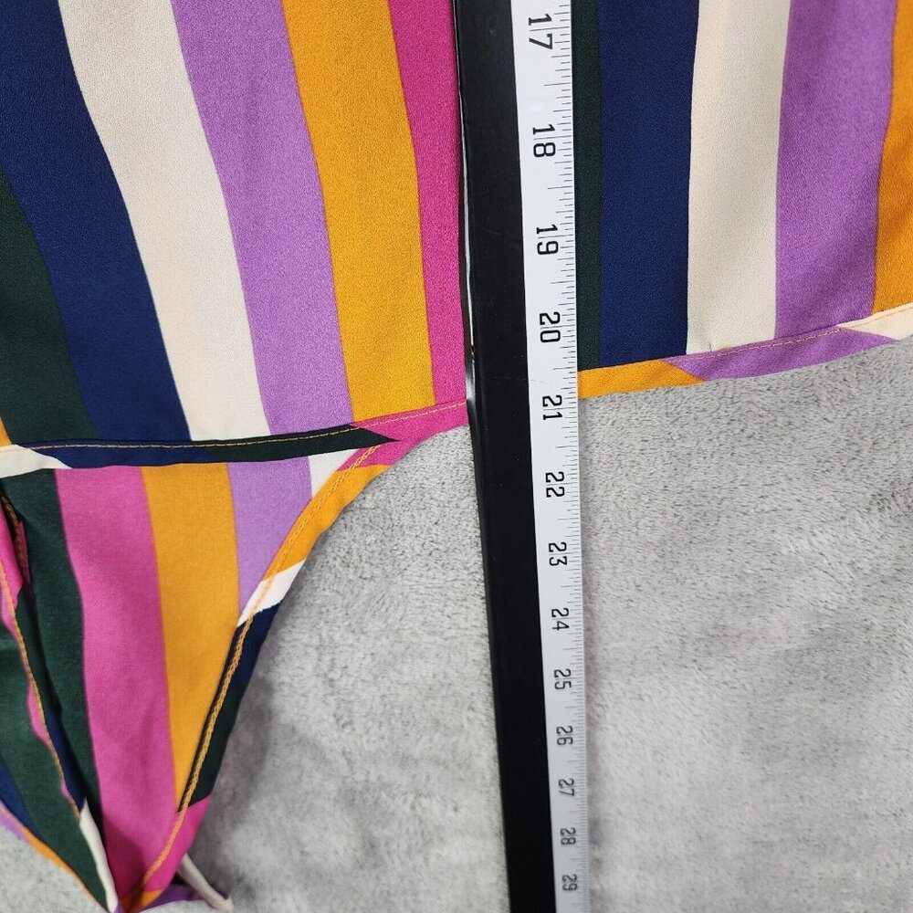 Womens Signature Studio Colorful Striped Blouse Shirt V Neck Button Down S - Picture 8 of 9